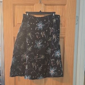 Covington Black A-Line Skirt with Floral Design